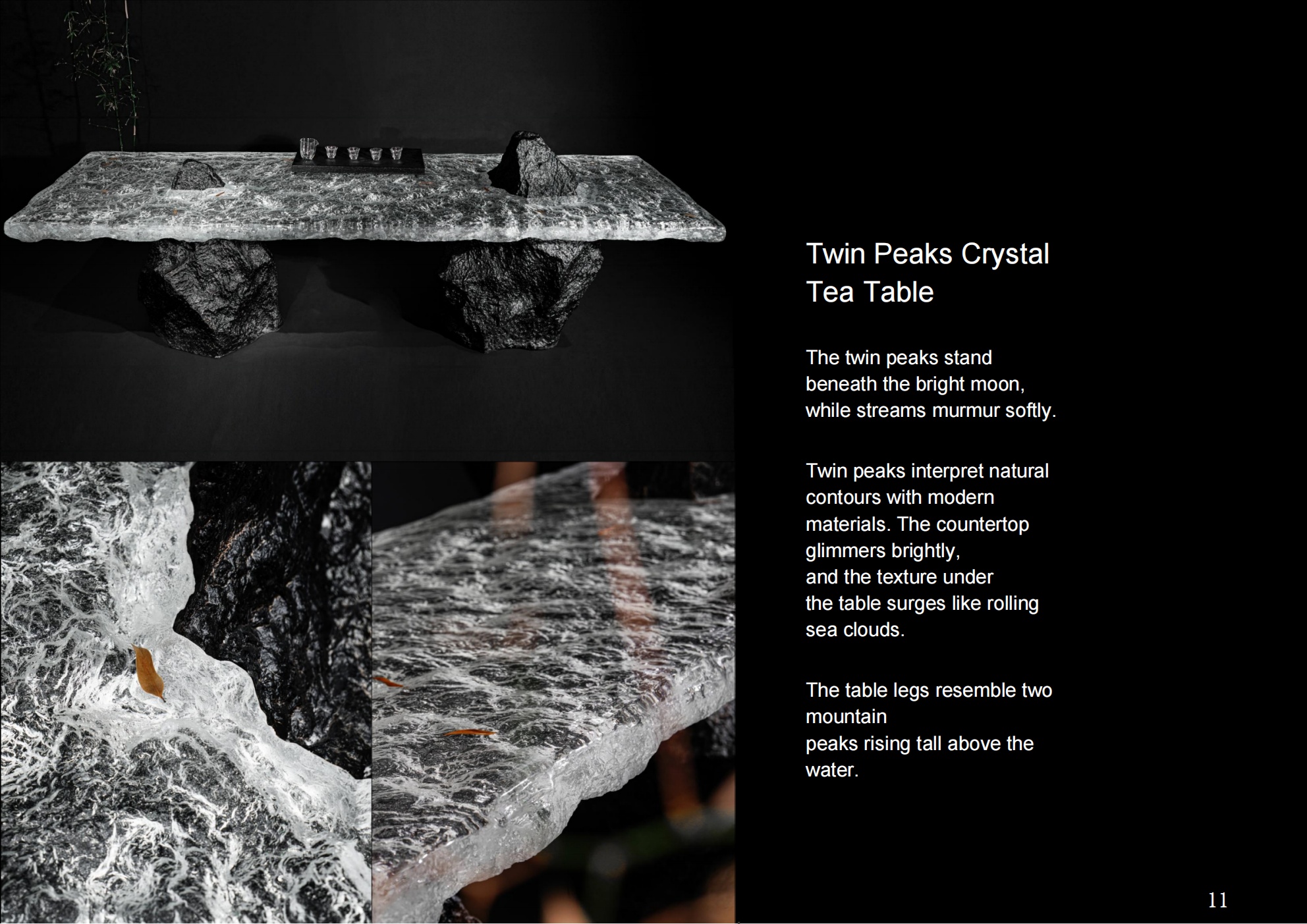 Twin Peaks Platinum Crystal Tea Table Large